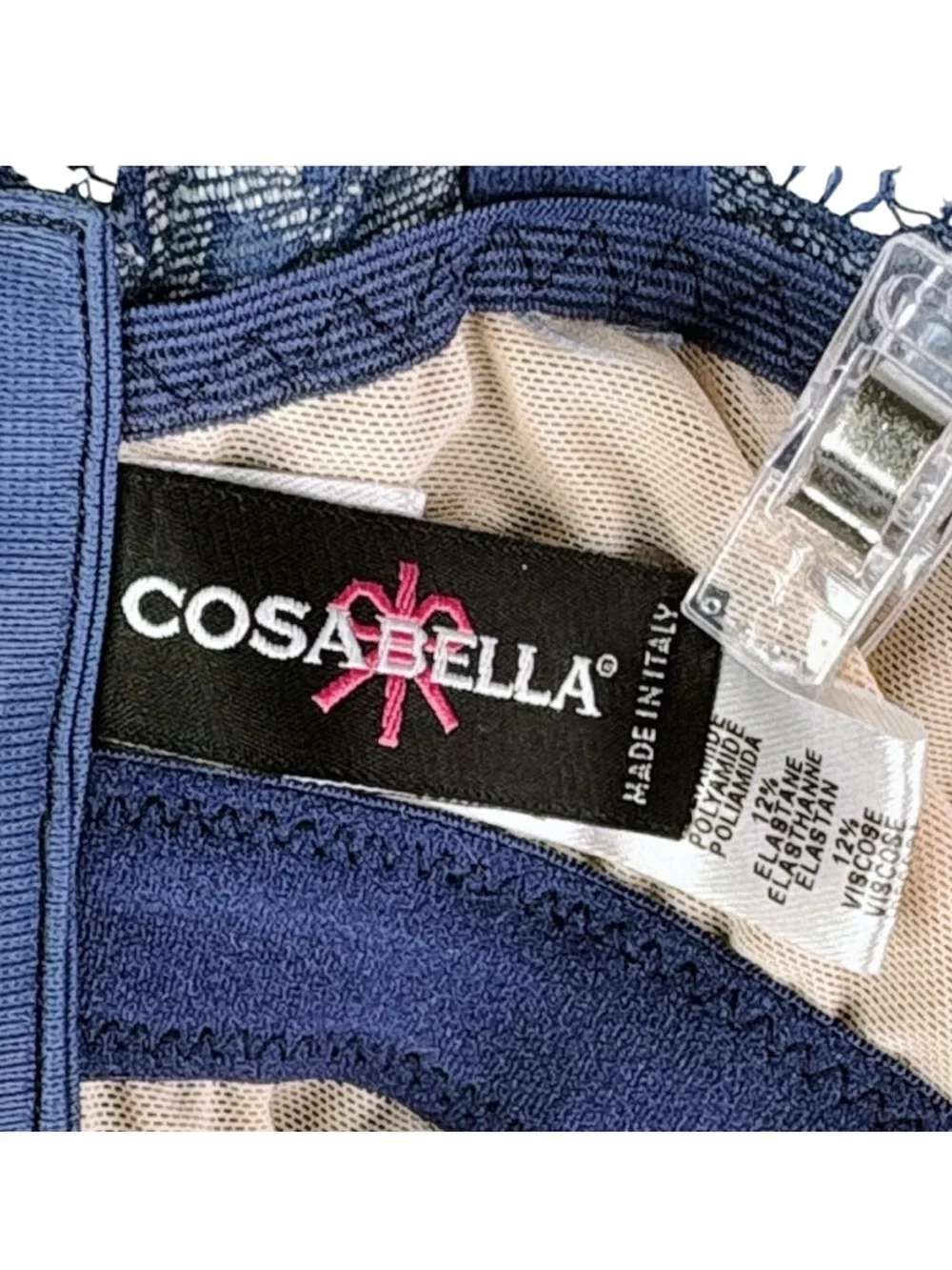 Cosabella Pret-a-Porter Curvy Longline Bralette sz XL * Blue & Cream Wireless